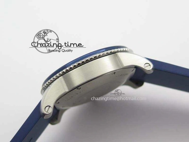 Calibre De Cartier Diver TF 1:1 Best Edition SS Blue Dial On Blue Rubber Strap A23J