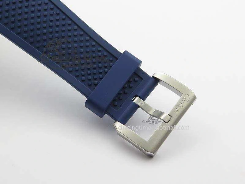 Calibre De Cartier Diver TF 1:1 Best Edition SS Blue Dial On Blue Rubber Strap A23J