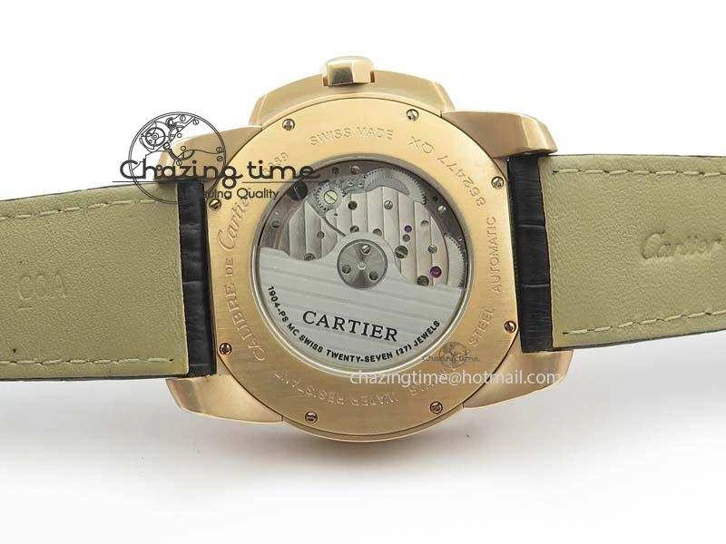 Calibre De Cartier RG JF Best Edition White Dial On Black Leather Strap A23J