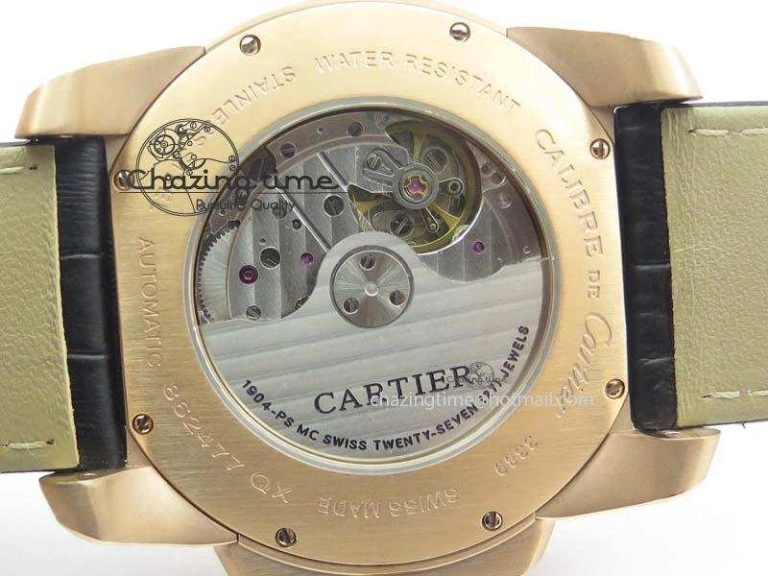 Calibre De Cartier RG JF Best Edition White Dial On Black Leather Strap A23J