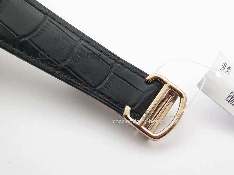 Calibre De Cartier RG JF Best Edition White Dial On Black Leather Strap A23J