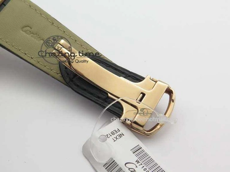 Calibre De Cartier RG JF Best Edition White Dial On Black Leather Strap A23J