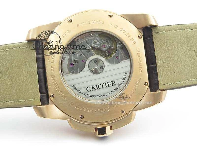 Calibre De Cartier RG JF Best Edition White Dial On Brown Leather Strap A23J