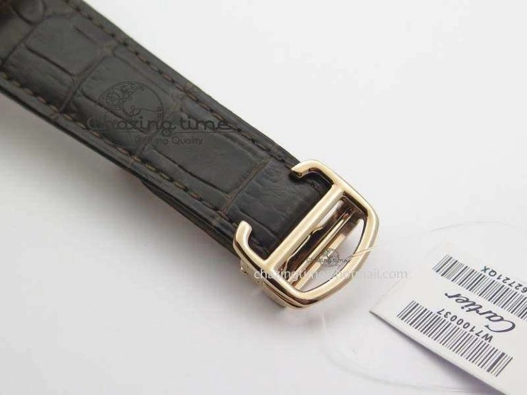 Calibre De Cartier RG JF Best Edition White Dial On Brown Leather Strap A23J