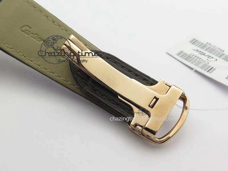 Calibre De Cartier RG JF Best Edition White Dial On Brown Leather Strap A23J