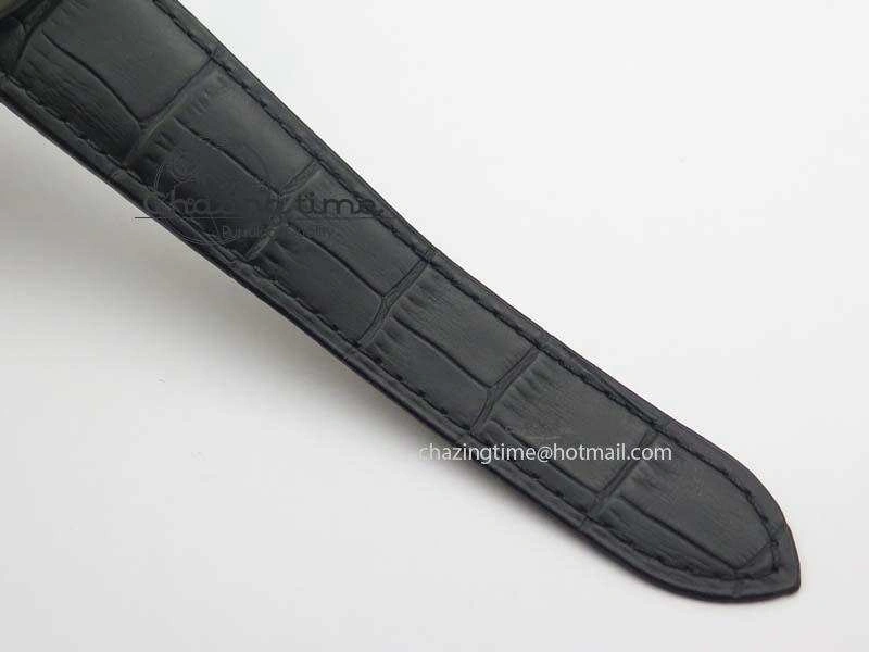 Calibre De Cartier SS JF Best Edition Black Dial On Black Leather Strap A23J