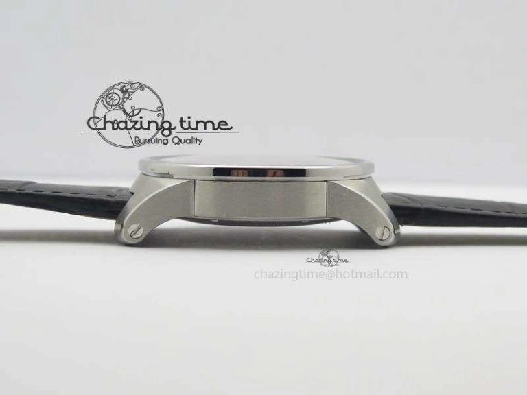Calibre De Cartier SS JF Best Edition White Dial On Black Leather Strap A23J