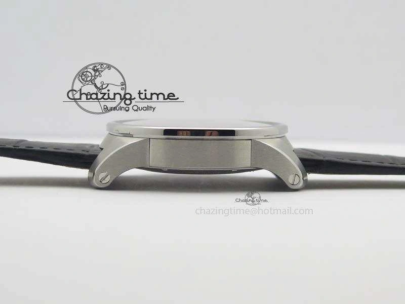 Calibre De Cartier SS JF Best Edition White Dial On Black Leather Strap A23J