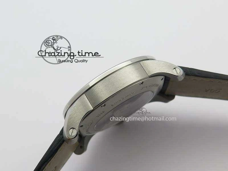 Calibre De Cartier SS JF Best Edition White Dial On Black Leather Strap A23J