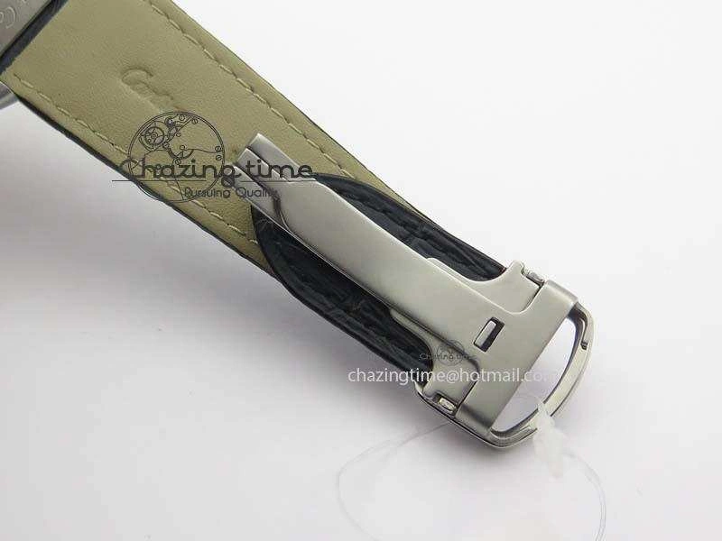 Calibre De Cartier SS RG JF Best Edition Black Dial On Black Leather Strap A23J