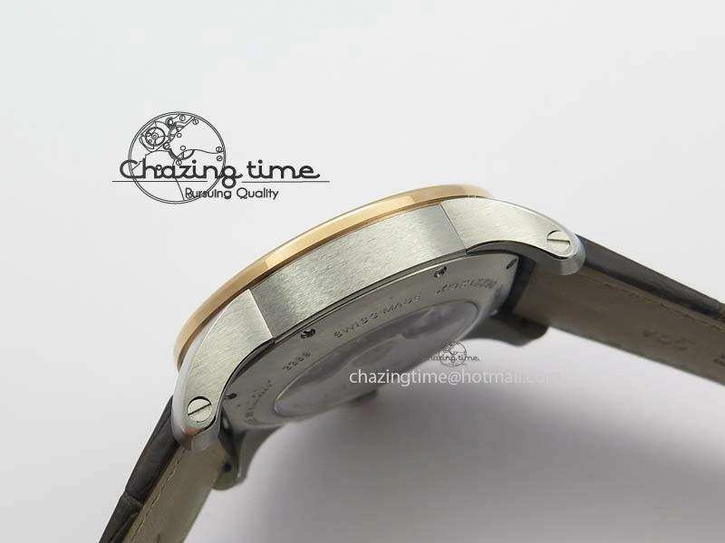Calibre De Cartier SS RG JF Best Edition White Dial On Brown Leather Strap A23J