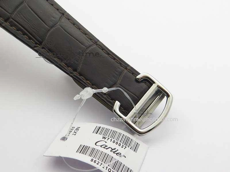 Calibre De Cartier SS RG JF Best Edition White Dial On Brown Leather Strap A23J