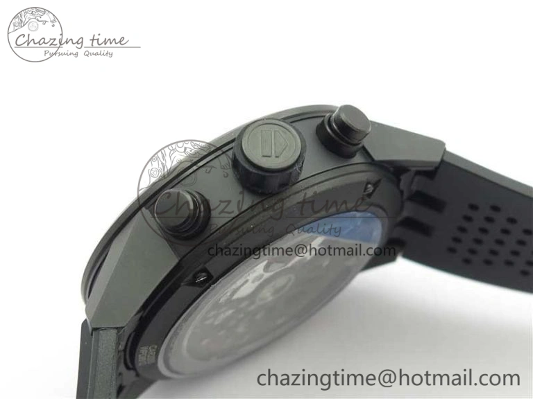 Calibre Heuer 01 Chrono 43mm Ceramic XF 1:1 Best Edition Skeleton Dial Red Hand on Black Rubber Strap A1887