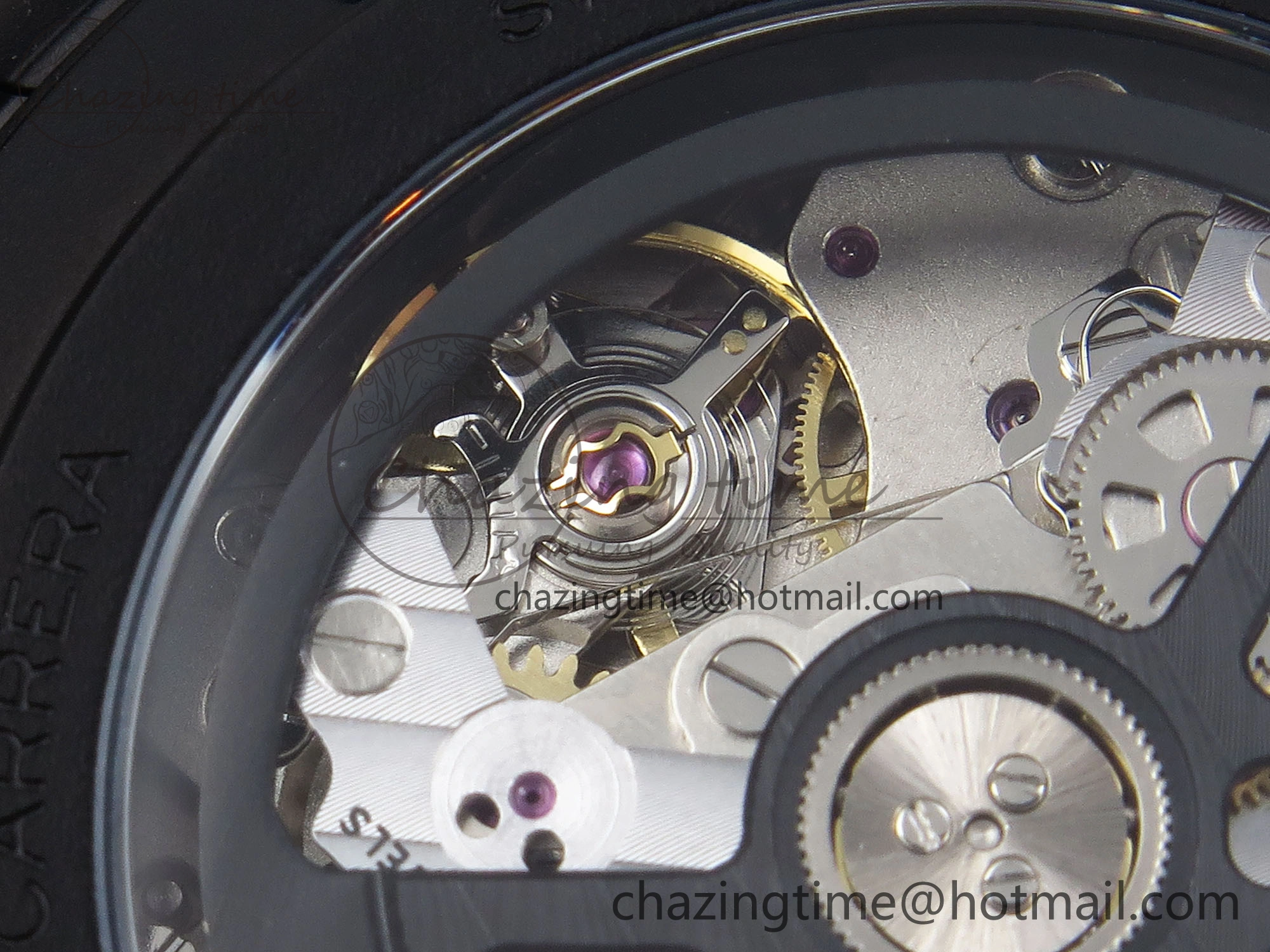 Calibre Heuer 01 Chrono 43mm Ceramic XF 1:1 Best Edition Skeleton Dial Red Hand on Ceramic Bracelet A1887