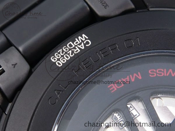 Calibre Heuer 01 Chrono 43mm Ceramic XF 1:1 Best Edition Skeleton Dial Red Hand on Ceramic Bracelet A1887
