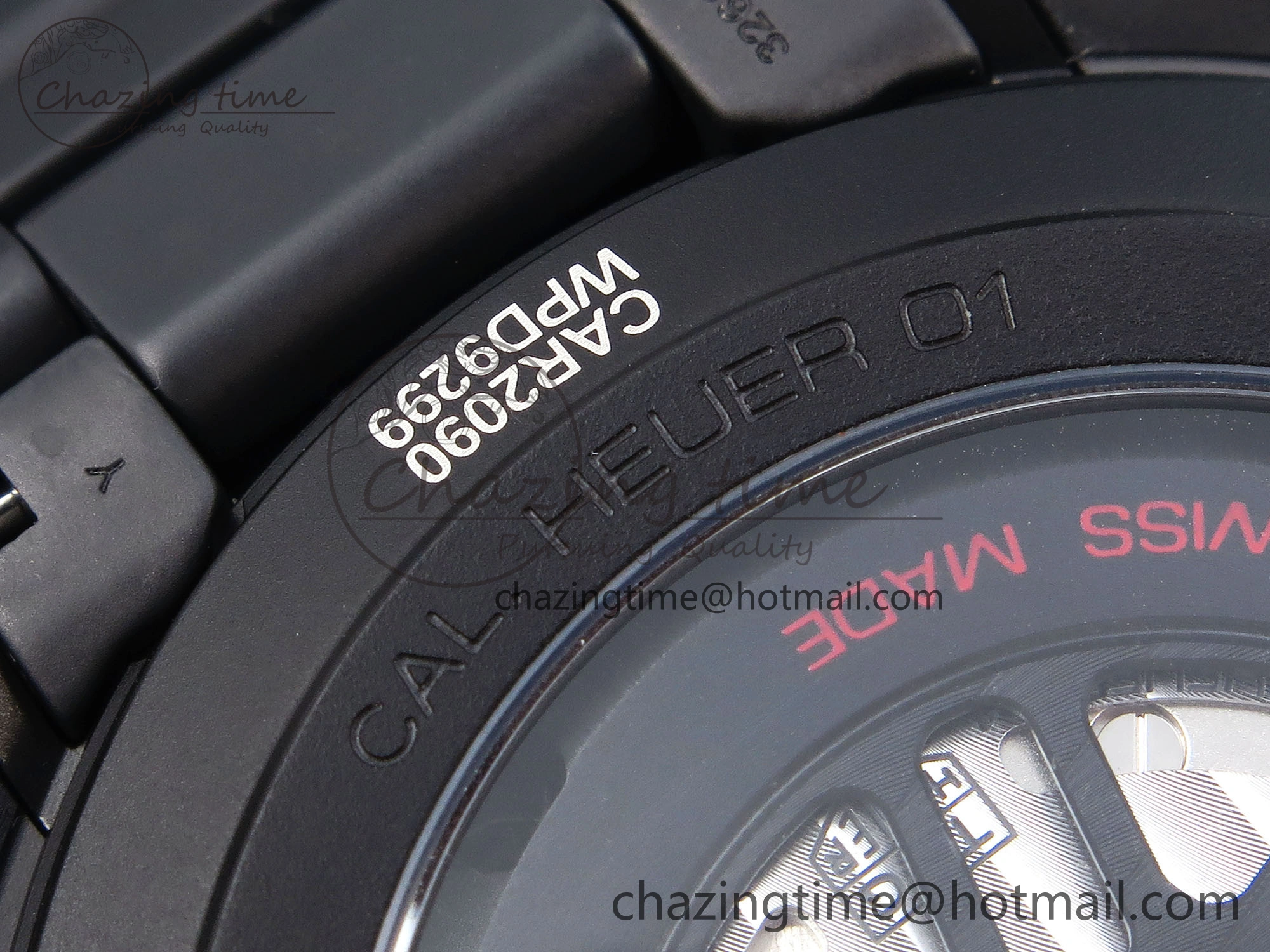 Calibre Heuer 01 Chrono 43mm Ceramic XF 1:1 Best Edition Skeleton Dial Red Hand on Ceramic Bracelet A1887