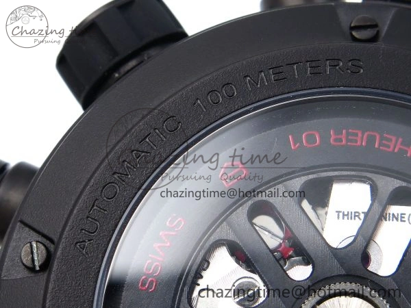 Calibre Heuer 01 Chrono 43mm Ceramic XF 1:1 Best Edition Skeleton Dial Red Hand on Ceramic Bracelet A1887