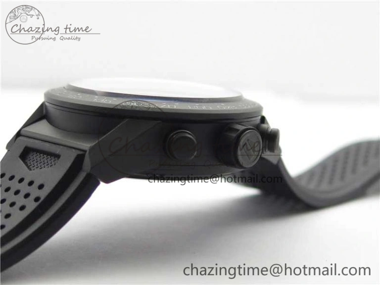 Calibre Heuer 01 Chrono 43mm Ceramic XF 1:1 Best Edition Skeleton Dial on Black Rubber Strap A1887