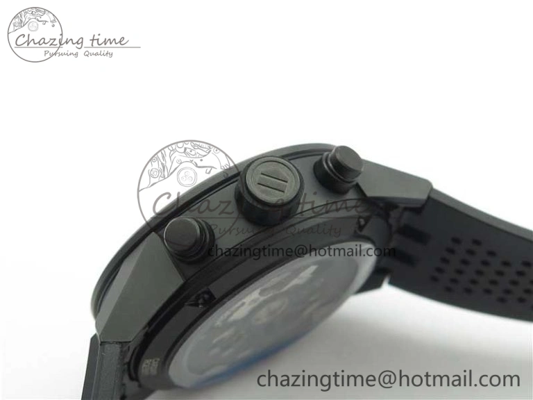Calibre Heuer 01 Chrono 43mm Ceramic XF 1:1 Best Edition Skeleton Dial on Black Rubber Strap A1887