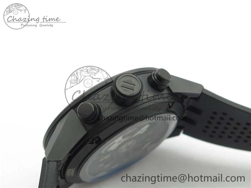 Calibre Heuer 01 Chrono 43mm Ceramic XF 1:1 Best Edition Skeleton Dial on Black Rubber Strap A1887