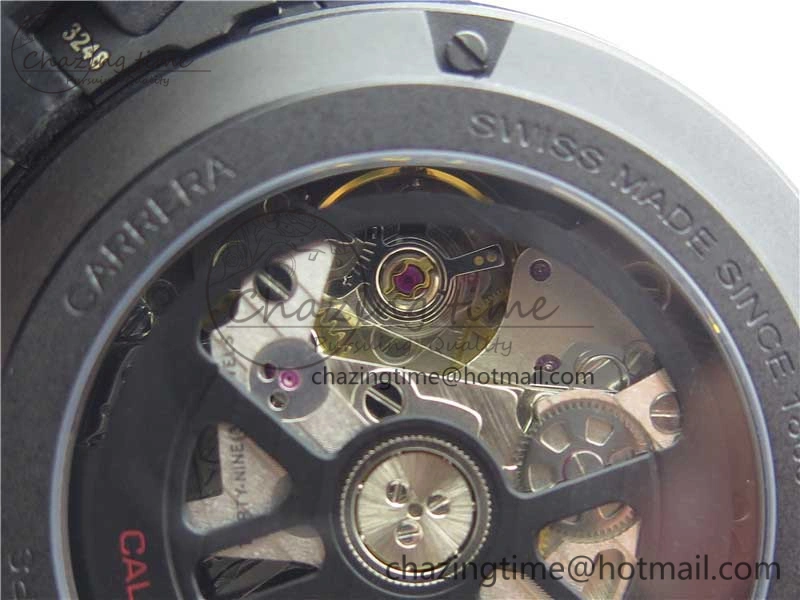Calibre Heuer 01 Chrono 43mm Ceramic XF 1:1 Best Edition Skeleton Dial on Black Rubber Strap A1887