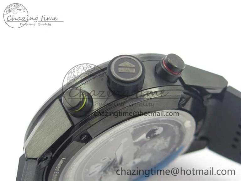 Calibre Heuer 01 Chrono 43mm PVD XF 1:1 Best Edition Gray Dial on Black Rubber Strap A1887