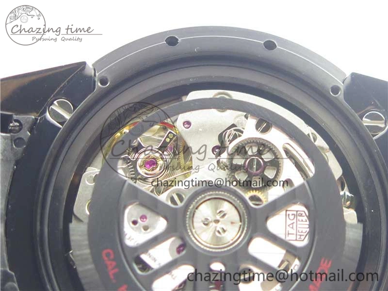 Calibre Heuer 01 Chrono 43mm PVD XF 1:1 Best Edition Gray Dial on Black Rubber Strap A1887