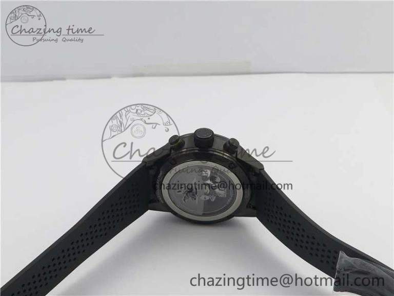 Calibre Heuer 01 Chrono 43mm PVD XF 1:1 Best Edition Gray Dial on Black Rubber Strap A1887