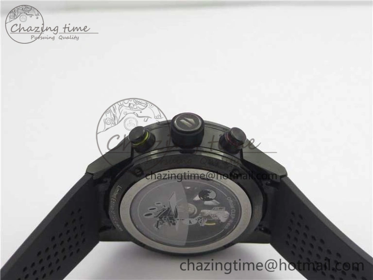 Calibre Heuer 01 Chrono 43mm PVD XF 1:1 Best Edition Gray Dial on Black Rubber Strap A1887