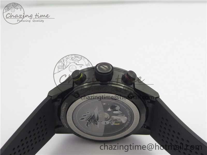 Calibre Heuer 01 Chrono 43mm PVD XF 1:1 Best Edition Gray Dial on Black Rubber Strap A1887
