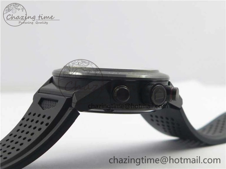 Calibre Heuer 01 Chrono 43mm PVD XF 1:1 Best Edition Gray Dial on Black Rubber Strap A1887