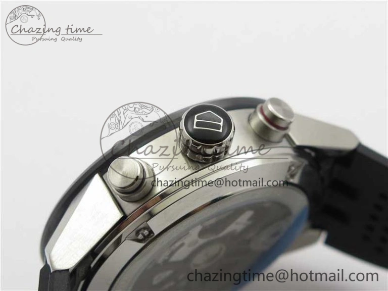 Calibre Heuer 01 Chrono 43mm SS XF 1:1 Best Edition Skeleton Dial Red Hand on Black Rubber Strap A1887