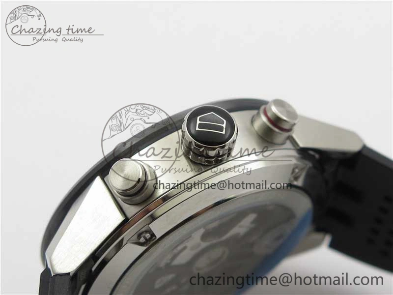Calibre Heuer 01 Chrono 43mm SS XF 1:1 Best Edition Skeleton Dial Red Hand on Black Rubber Strap A1887