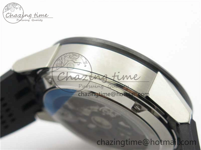 Calibre Heuer 01 Chrono 43mm SS XF 1:1 Best Edition Skeleton Dial Red Hand on Black Rubber Strap A1887