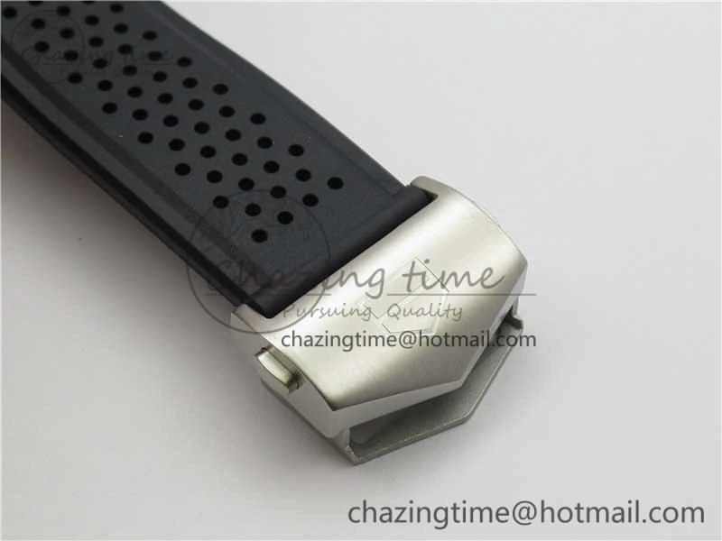Calibre Heuer 01 Chrono 43mm SS XF 1:1 Best Edition Skeleton Dial Red Hand on Black Rubber Strap A1887