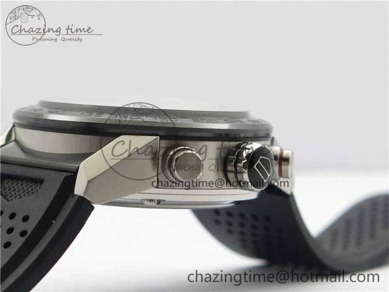 Calibre Heuer 01 Chrono 43mm SS XF 1:1 Best Edition Skeleton Dial Red Hand on Black Rubber Strap A1887