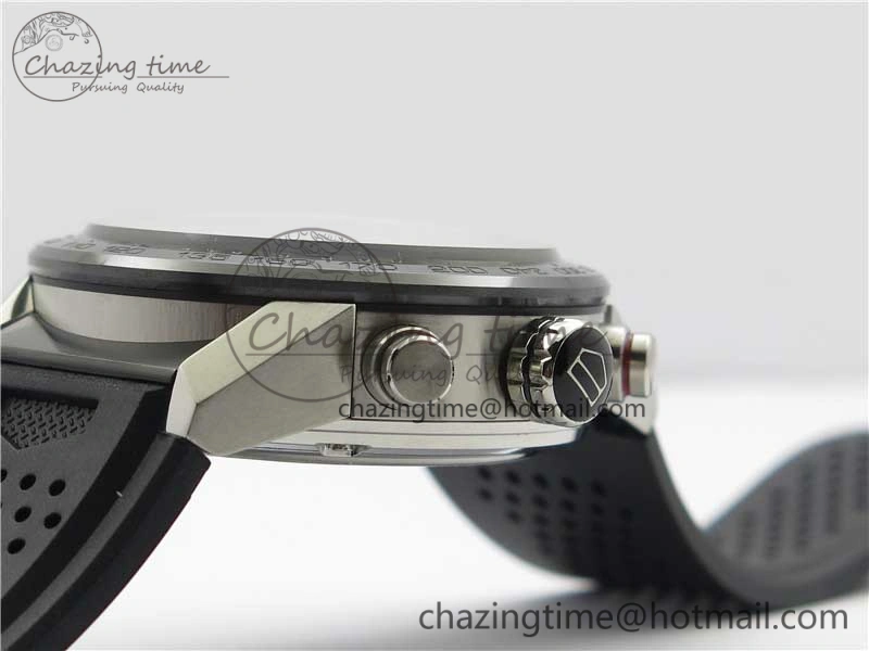 Calibre Heuer 01 Chrono 43mm SS XF 1:1 Best Edition Skeleton Dial Red Hand on Black Rubber Strap A1887