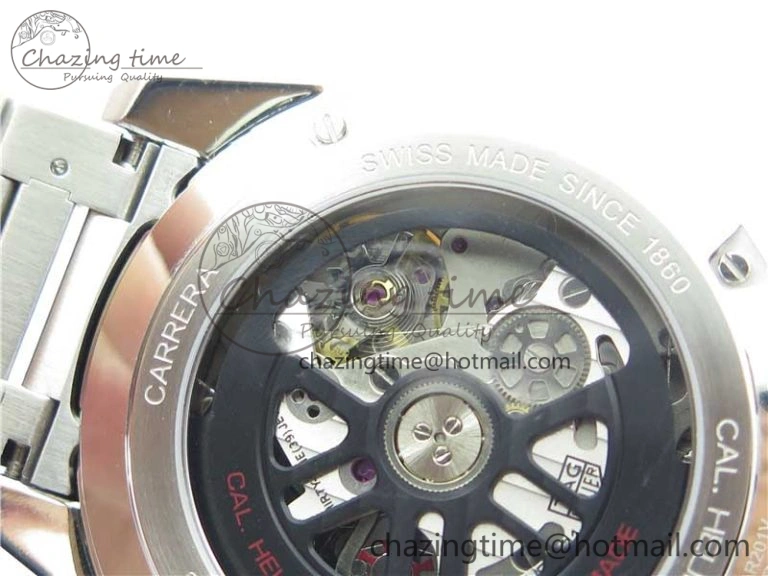 Calibre Heuer 01 Chrono 43mm SS XF 1:1 Best Edition Skeleton Dial Red Hand on SS Bracelet A1887