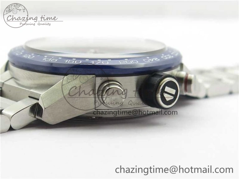 Calibre Heuer 01 Chrono 43mm SS Blue XF 1:1 Best Edition Skeleton Dial Red Hand on SS Bracelet A1887