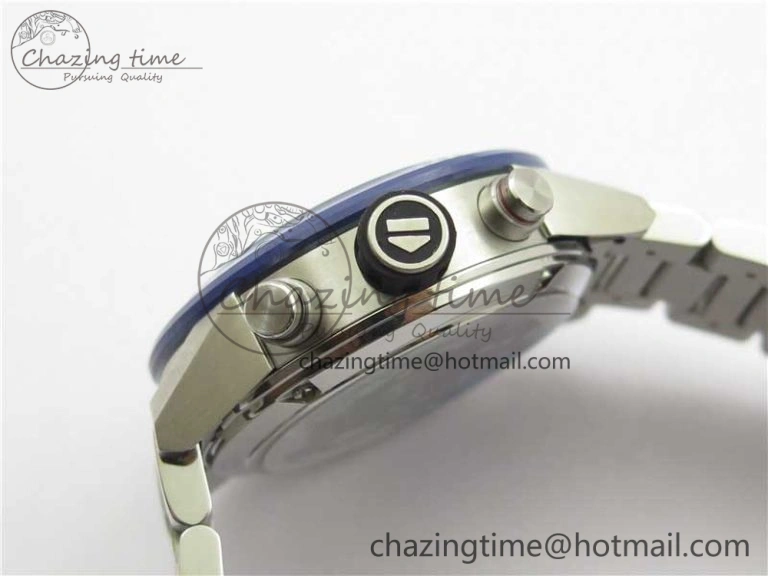 Calibre Heuer 01 Chrono 43mm SS Blue XF 1:1 Best Edition Skeleton Dial Red Hand on SS Bracelet A1887