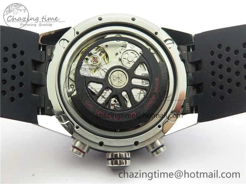 Calibre Heuer 01 Chrono SS XF 1:1 Best Edition Black Dial on Black Rubber Strap A1887