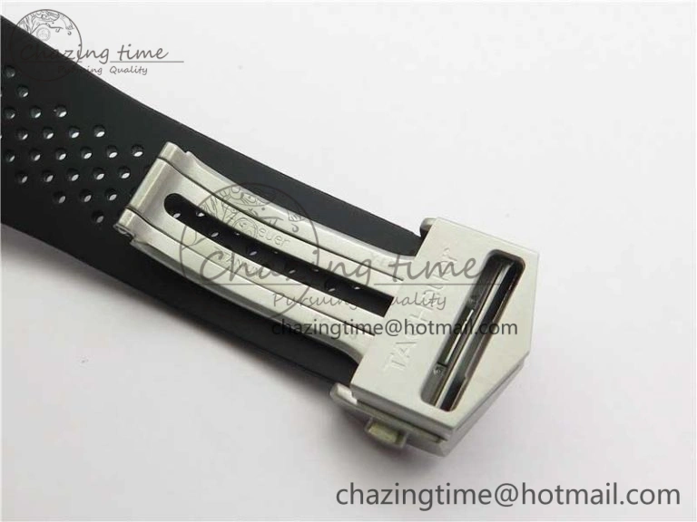 Calibre Heuer 01 Chrono SS XF 1:1 Best Edition Black Dial on Black Rubber Strap A1887