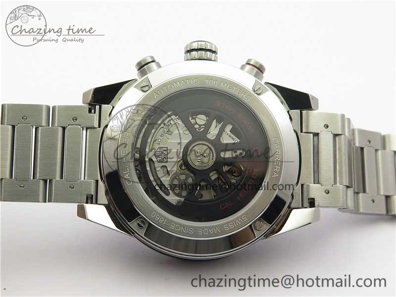 Calibre Heuer 01 Chrono SS XF 1:1 Best Edition Black Dial on SS Bracelet Strap A1887