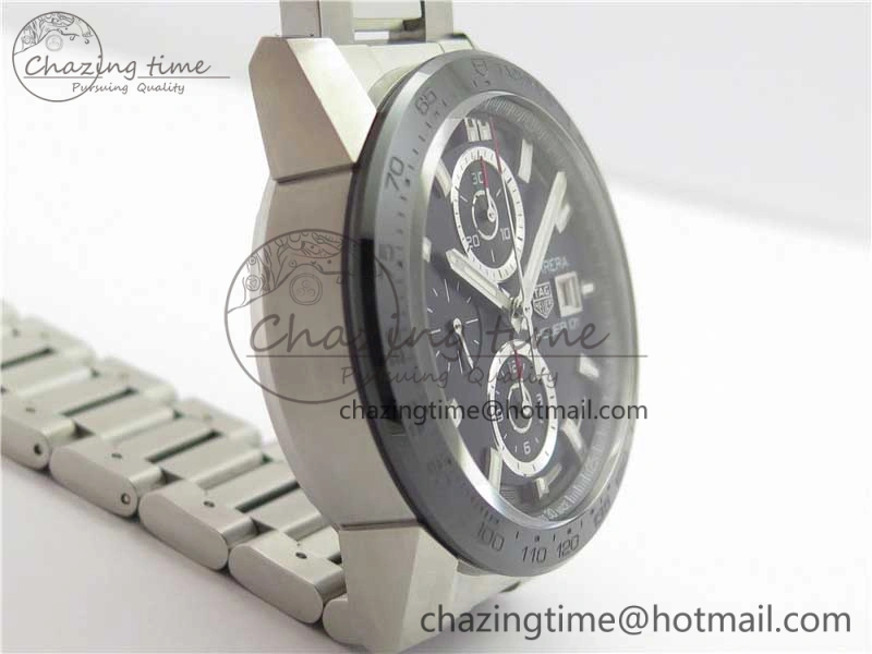Calibre Heuer 01 Chrono SS XF 1:1 Best Edition Black Dial on SS Bracelet Strap A1887