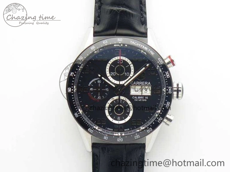 Calibre Heuer 01 Chrono SS PVD XF 1:1 Best Edition Skeleton Dial Blue Hand on Blue Rubber Strap A1887