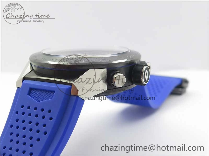Calibre Heuer 01 Chrono SS PVD XF 1:1 Best Edition Skeleton Dial Blue Hand on Blue Rubber Strap A1887