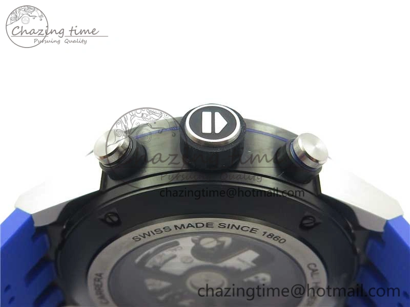Calibre Heuer 01 Chrono SS PVD XF 1:1 Best Edition Skeleton Dial Blue Hand on Blue Rubber Strap A1887