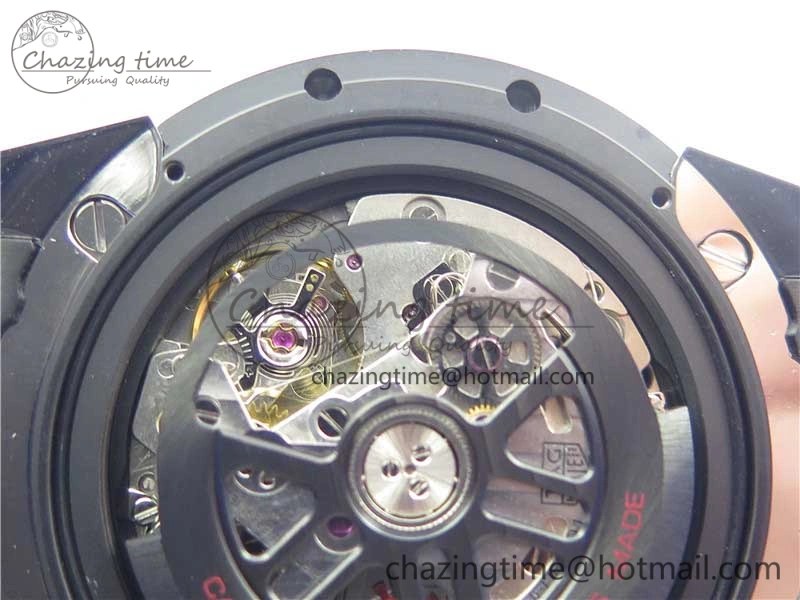 Calibre Heuer 01 Chrono SS PVD XF 1:1 Best Edition Skeleton Dial Blue Hand on Blue Rubber Strap A1887