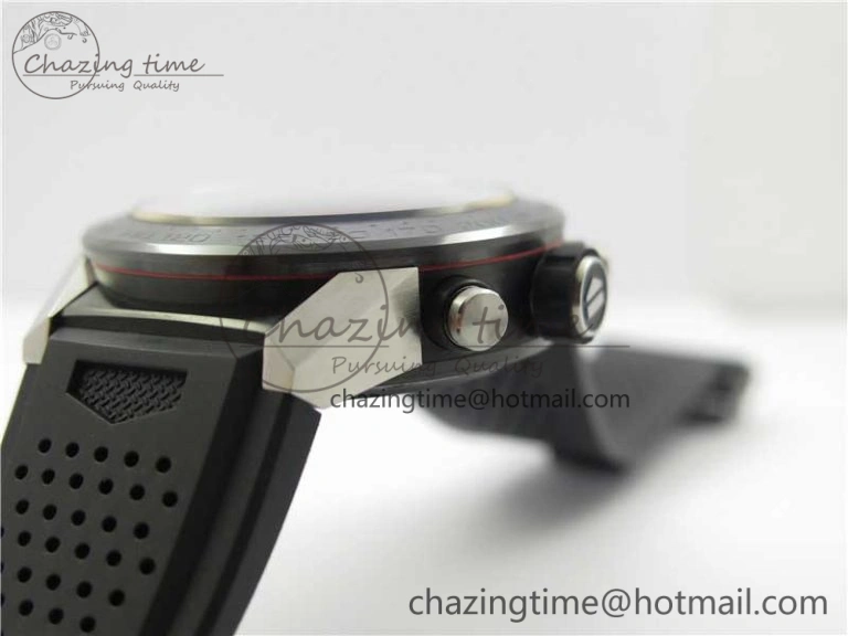 Calibre Heuer 01 Chrono SS PVD XF 1:1 Best Edition Skeleton Dial Red Hand on Black Rubber Strap A1887