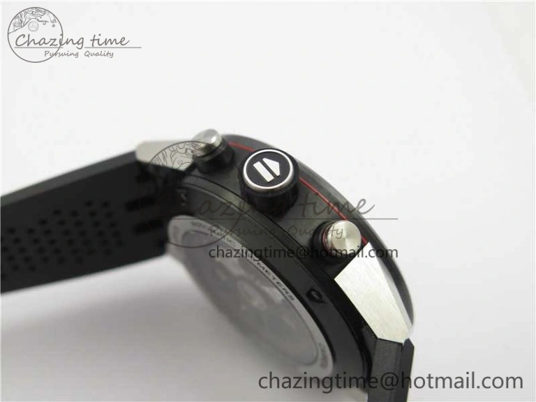 Calibre Heuer 01 Chrono SS PVD XF 1:1 Best Edition Skeleton Dial Red Hand on Black Rubber Strap A1887